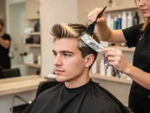 Uśmiechnięta 13-latka w przytulnym pokoju, z prostą, modną fryzurą: lekkie fale, luźny warkoczyk i kolorowe spinki