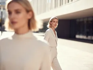 Elegancki salon z fioletowym fotelem welurowym na tle ścian w odcieniach kremu i złota, tworzący stylową aranżację wnętrza.